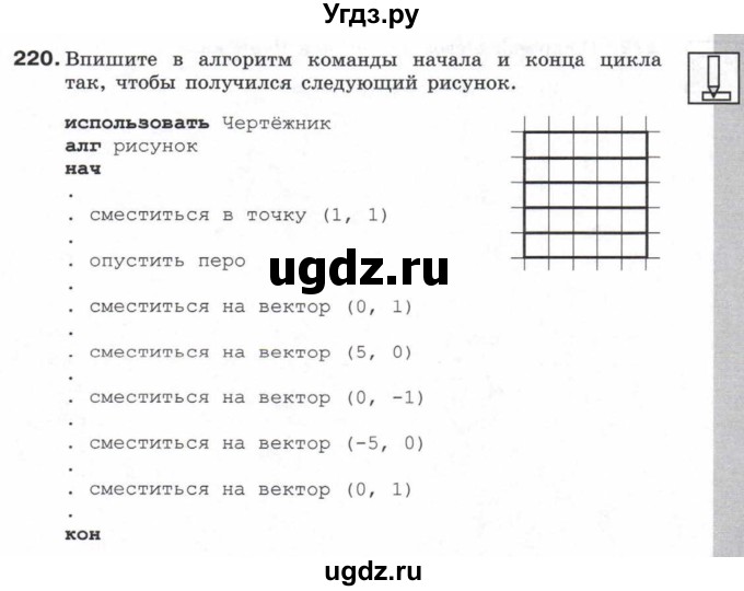 ГДЗ (Учебник) по информатике 6 класс Л.Л. Босова / Рабочая тетрадь / 220