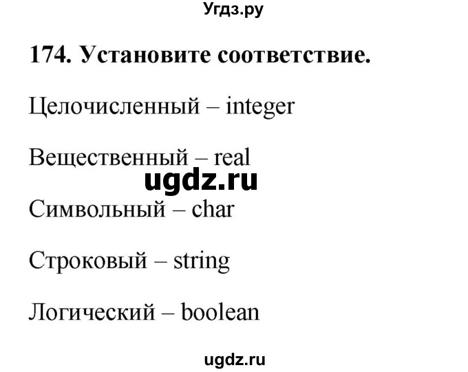 ГДЗ (Решебник) по информатике 9 класс (рабочая тетрадь) Босова Л.Л. / задание номер / 174