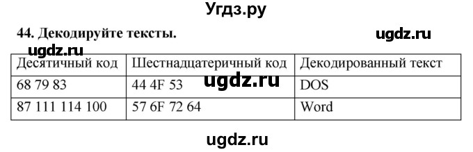 ГДЗ (Решебник) по информатике 9 класс (рабочая тетрадь) Босова Л.Л. / задание номер / 44