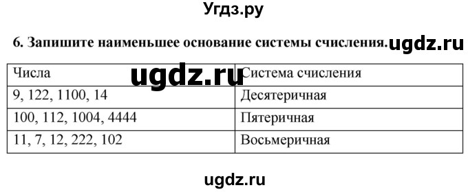 ГДЗ (Решебник) по информатике 9 класс (рабочая тетрадь) Босова Л.Л. / задание номер / 6