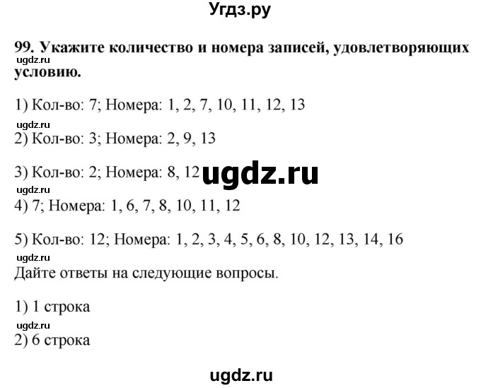 ГДЗ (Решебник) по информатике 9 класс (рабочая тетрадь) Босова Л.Л. / задание номер / 99