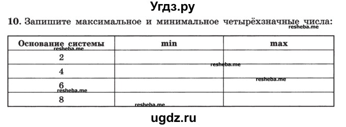 ГДЗ (Учебник) по информатике 9 класс (рабочая тетрадь) Босова Л.Л. / задание номер / 10