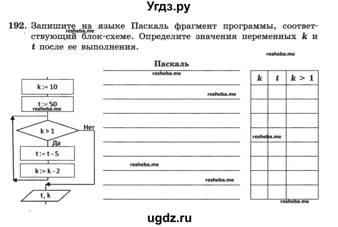 ГДЗ (Учебник) по информатике 9 класс (рабочая тетрадь) Босова Л.Л. / задание номер / 192