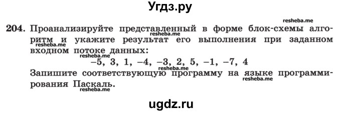 ГДЗ (Учебник) по информатике 9 класс (рабочая тетрадь) Босова Л.Л. / задание номер / 204