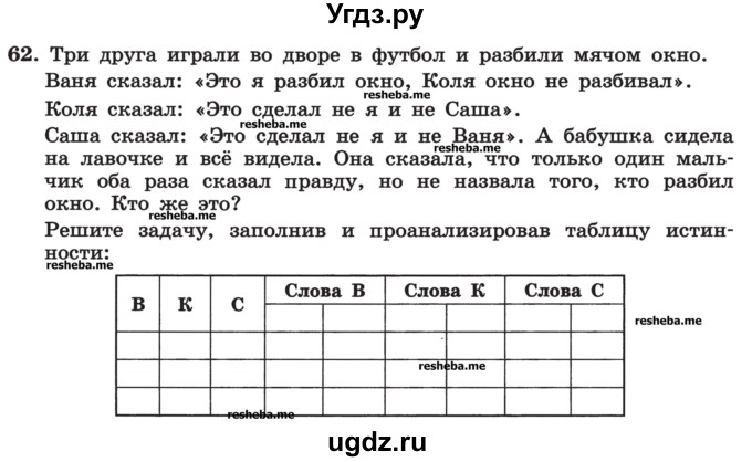 ГДЗ (Учебник) по информатике 9 класс (рабочая тетрадь) Босова Л.Л. / задание номер / 62