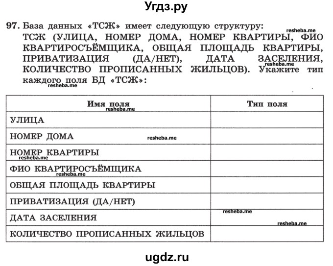 ГДЗ (Учебник) по информатике 9 класс (рабочая тетрадь) Босова Л.Л. / задание номер / 97