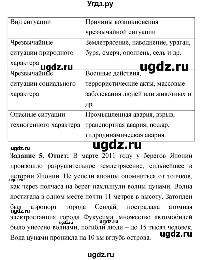 ГДЗ (Решебник) по обж 5 класс (рабочая тетрадь) Смирнов А.Т. / параграф главы 1 номер / 5(продолжение 3)