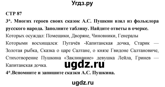 ГДЗ (Решебник 1) по литературе 4 класс (рабочая тетрадь) Ефросинина Л.А. / часть 2. страница номер / 87