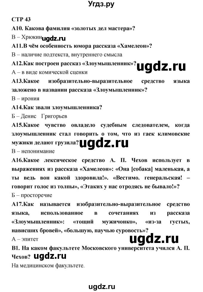 ГДЗ (Решебник) по литературе 7 класс (рабочая тетрадь) Ахмадуллина Р.Г. / часть 2. страница номер / 43