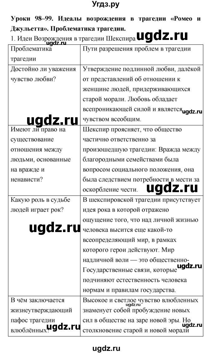 ГДЗ (Решебник) по литературе 8 класс (рабочая тетрадь) Ф.Е. Соловьева / урок / 98–99