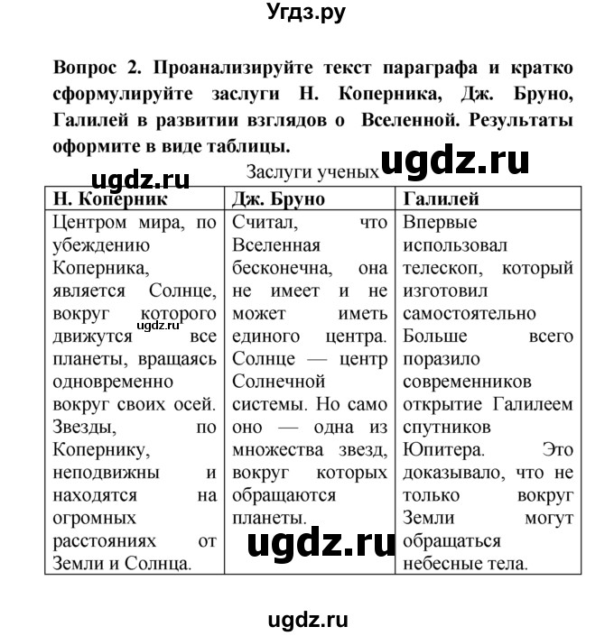 ГДЗ (решебник) по естествознанию 5 класс А.А. Плешаков / От Коперника до наших дней / 2