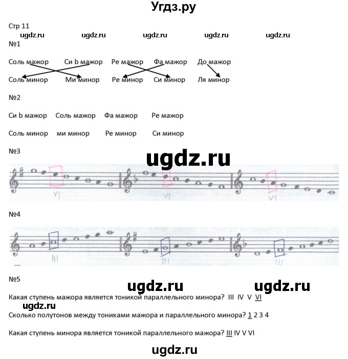 ГДЗ (Решебник) по музыке 2 класс (рабочая тетрадь Сольфеджио) Калинина Г.Ф. / страница номер / 11