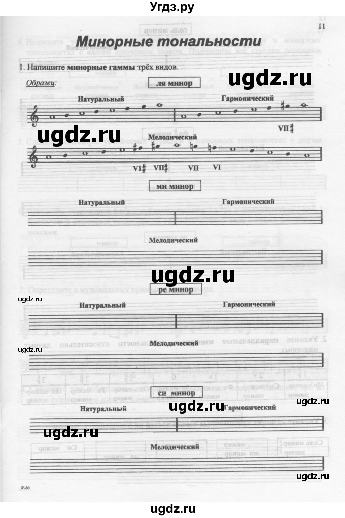 ГДЗ (Учебник) по музыке 3 класс (рабочая тетрадь Сольфеджио) Калинина Г.Ф. / страница номер / 11