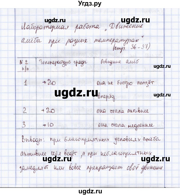 ГДЗ (Решебник) по экологии 7 класс (рабочая тетрадь) Кучменко В.С. / лабораторная работа / стр. 36-37