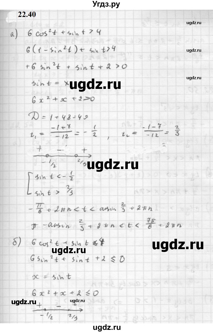 ГДЗ (Решебник к задачнику 2021) по алгебре 10 класс (Учебник, Задачник) Мордкович А.Г. / §22 / 22.40