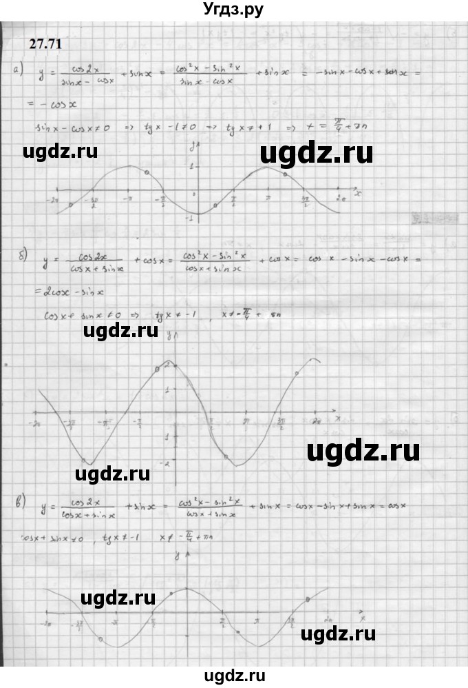 ГДЗ (Решебник к задачнику 2021) по алгебре 10 класс (Учебник, Задачник) Мордкович А.Г. / §27 / 27.71