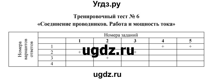 ГДЗ (Решебник) по физике 8 класс (рабочая тетрадь) Ханнанова Т.А. / тест / № 6
