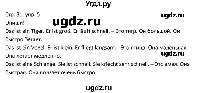 ГДЗ (Решебник) по немецкому языку 3 класс (рабочая тетрадь) Гальскова Н.Д. / страница номер / 31
