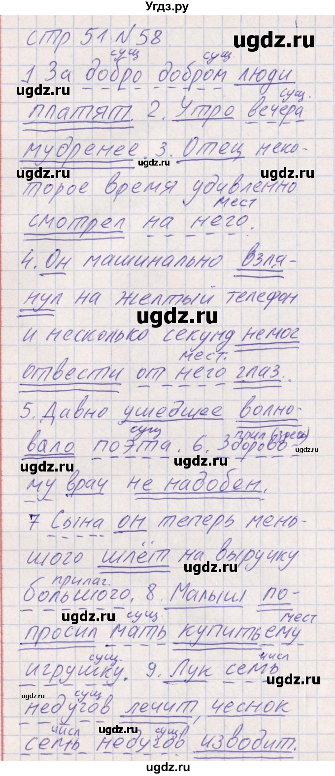 ГДЗ (Решебник) по русскому языку 8 класс (рабочая тетрадь ) Богданова Г.А. / часть 1 / упражнение / 58