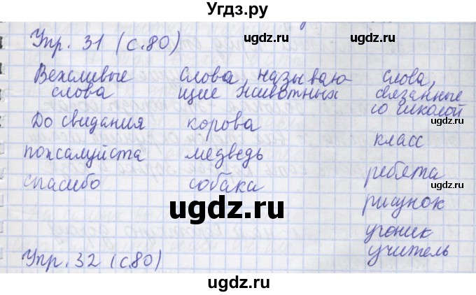 ГДЗ (Решебник) по русскому языку 1 класс (рабочая тетрадь) Иванов С.В. / упражнение / 31
