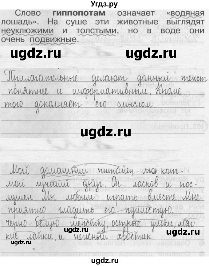 ГДЗ (Решебник) по русскому языку 3 класс (Тетрадь для упражнений (рабочая тетрадь)) Рамзаева Т.Г. / упражнение / 104