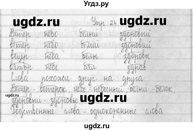 ГДЗ (Решебник) по русскому языку 3 класс (Тетрадь для упражнений (рабочая тетрадь)) Рамзаева Т.Г. / упражнение / 24