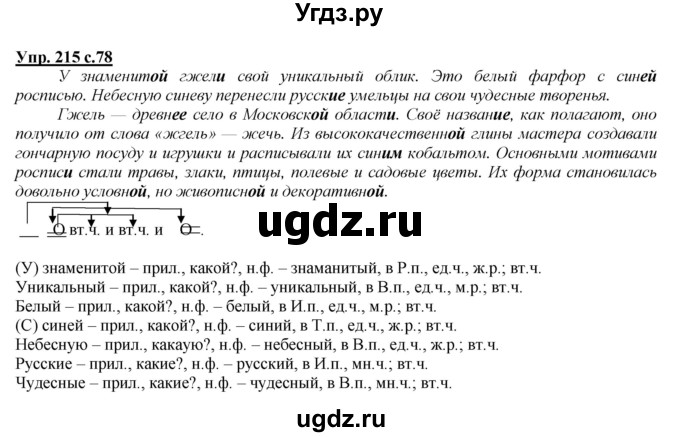 ГДЗ (Решебник) по русскому языку 4 класс Желтовская Л.Я. / часть 2 / упражнение номер / 215