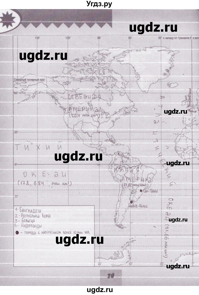 ГДЗ (Решебник) по географии 7 класс (мой тренажёр) В.В. Николина / страница контурных карт / 80