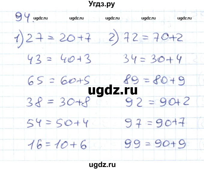 ГДЗ (Решебник к тетради 2016) по математике 1 класс (рабочая тетрадь) Истомина Н.Б. / часть 2. упражнение / 94