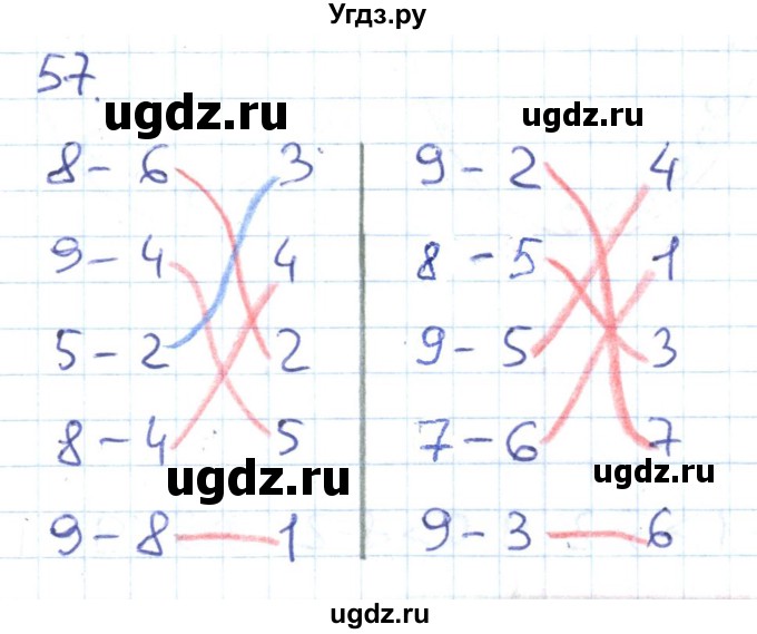 ГДЗ (Решебник к тетради 2022) по математике 1 класс (рабочая тетрадь) Истомина Н.Б. / часть 2. упражнение / 57