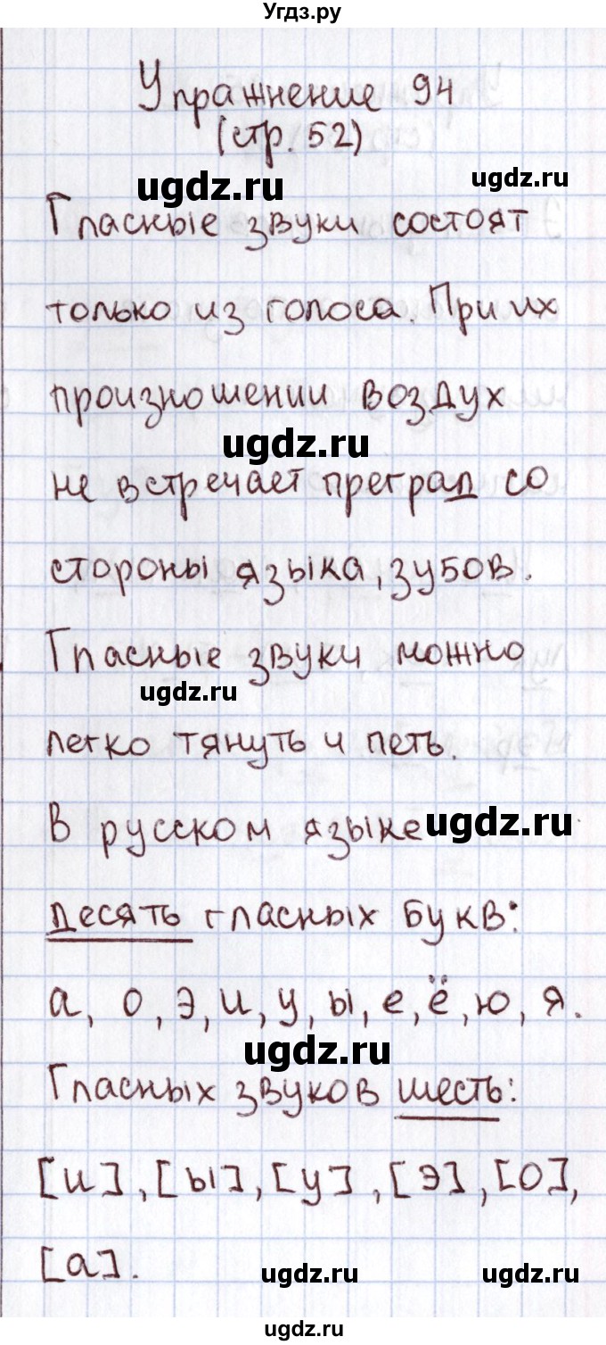 ГДЗ (Решебник №2) по русскому языку 1 класс Климанова Л.Ф. / упражнение / 94