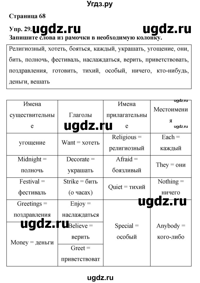 ГДЗ (Решебник) по английскому языку 6 класс (рабочая тетрадь) Афанасьева О.В. / страница номер / 68