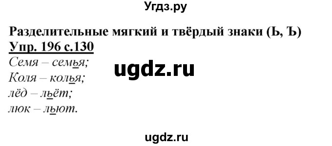 ГДЗ (Решебник №1 к учебнику 2015) по русскому языку 2 класс Климанова Л.Ф. / часть 1 / упражнение / 196