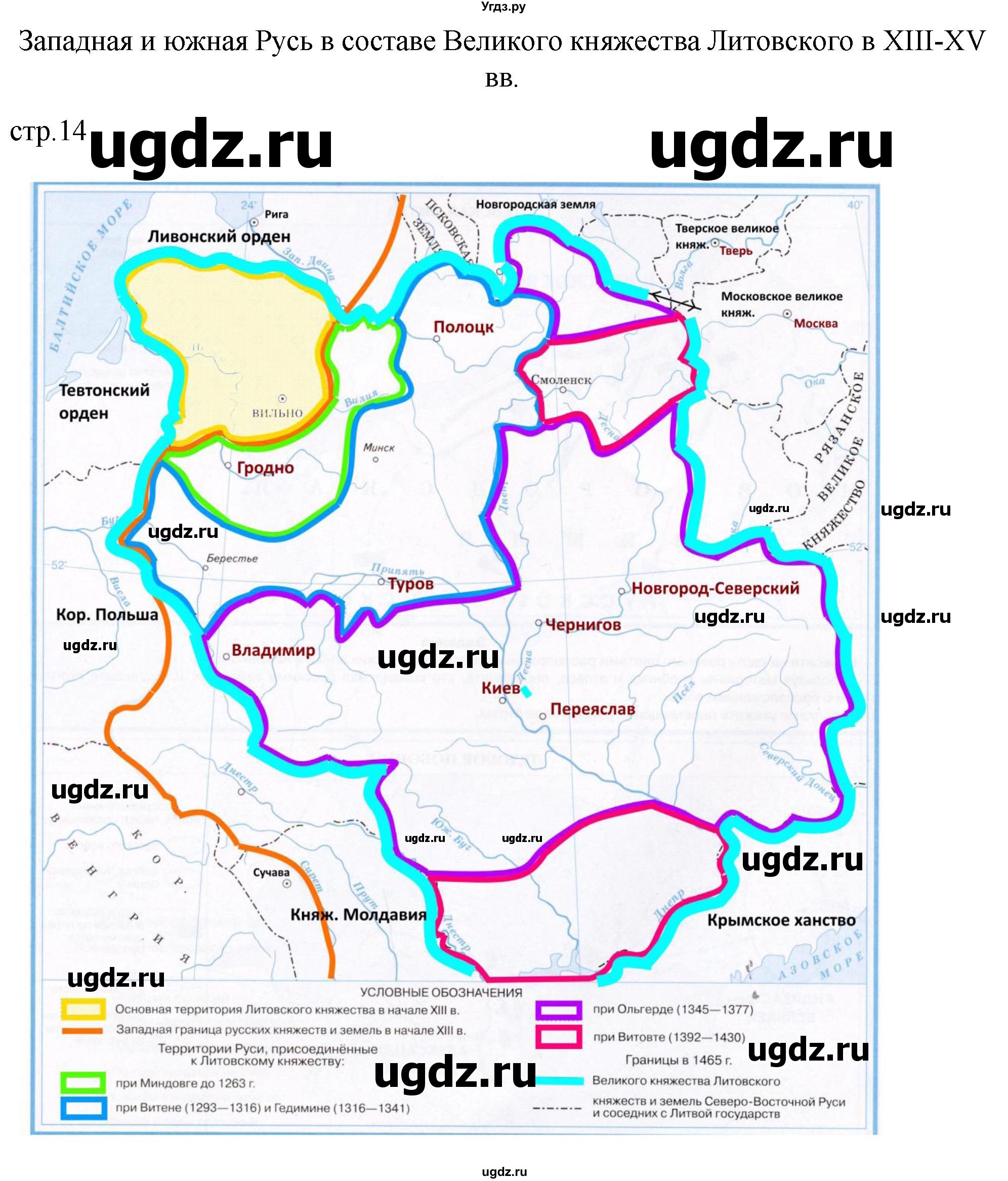 ГДЗ (Решебник) по истории 6 класс (Контурные карты (история России)) Н.А. Курбский / страница / 14