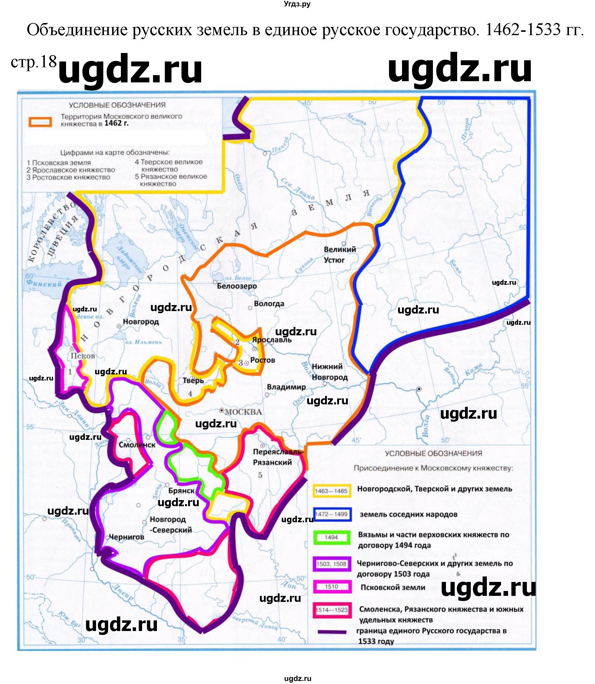 ГДЗ (Решебник) по истории 6 класс (Контурные карты (история России)) Н.А. Курбский / страница / 18