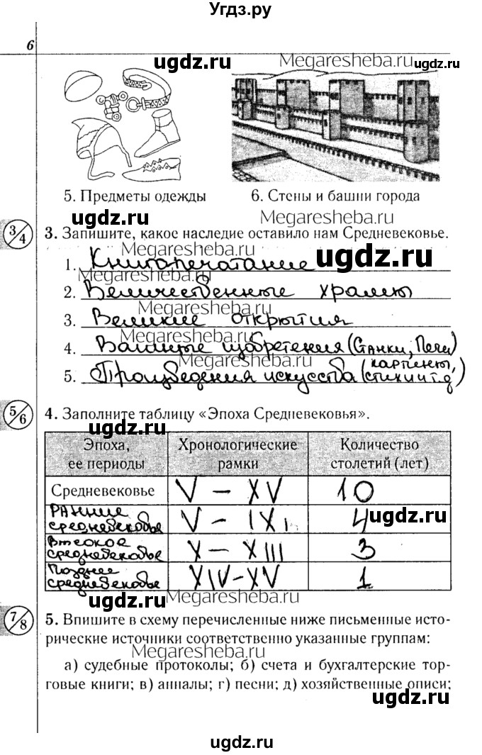 ГДЗ (решебник) по истории 6 класс (рабочая тетрадь) Секацкая К.И. / страница номер / 6