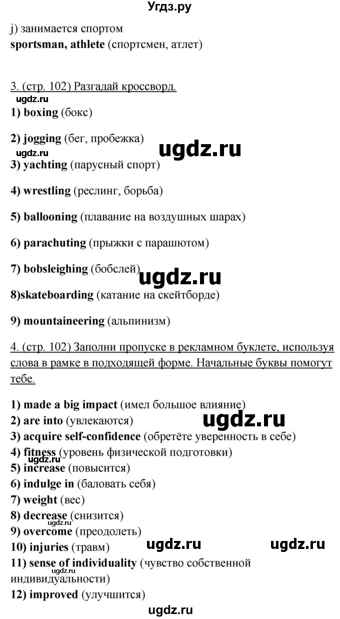 ГДЗ (Решебник) по английскому языку 10 класс (New Millenium) Гроза О.Л. / страница номер / 102(продолжение 3)