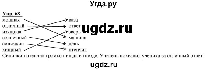 ГДЗ (Решебник к тетради 2020) по русскому языку 2 класс (рабочая тетрадь) Климанова Л.Ф. / упражнение / 68