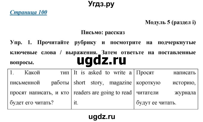 ГДЗ (Решебник) по английскому языку 9 класс (starlight ) Баранова К. М. / страница-№ / 100