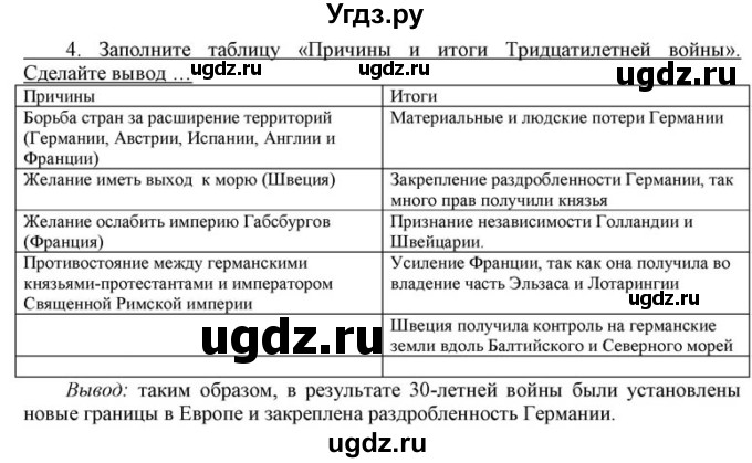 ГДЗ (решебник) по истории 8 класс (рабочая тетрадь) Кошелев В.С. / §12 / 4