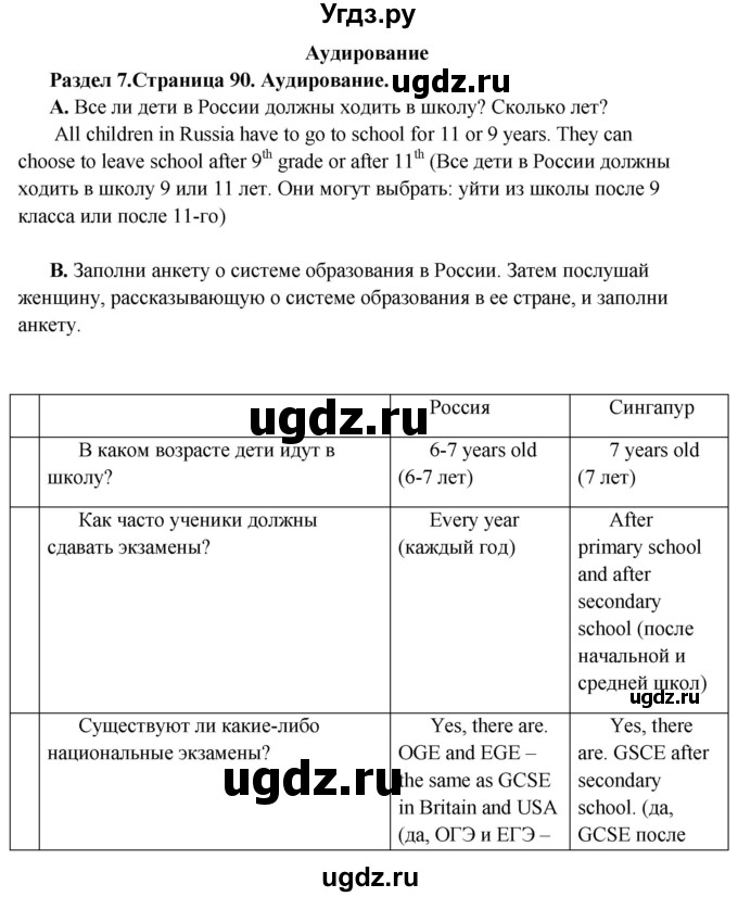 ГДЗ (Решебник) по английскому языку 10 класс Комарова Ю. А. / страница номер / 90