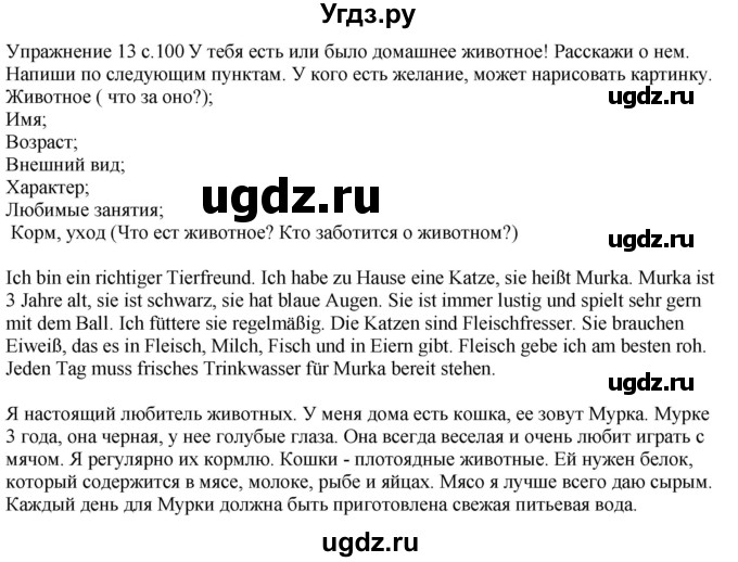 ГДЗ (Решебник к тетради Wunderkinder Plus) по немецкому языку 6 класс (wunderkinder рабочая тетрадь) Радченко О.А. / страница / 100