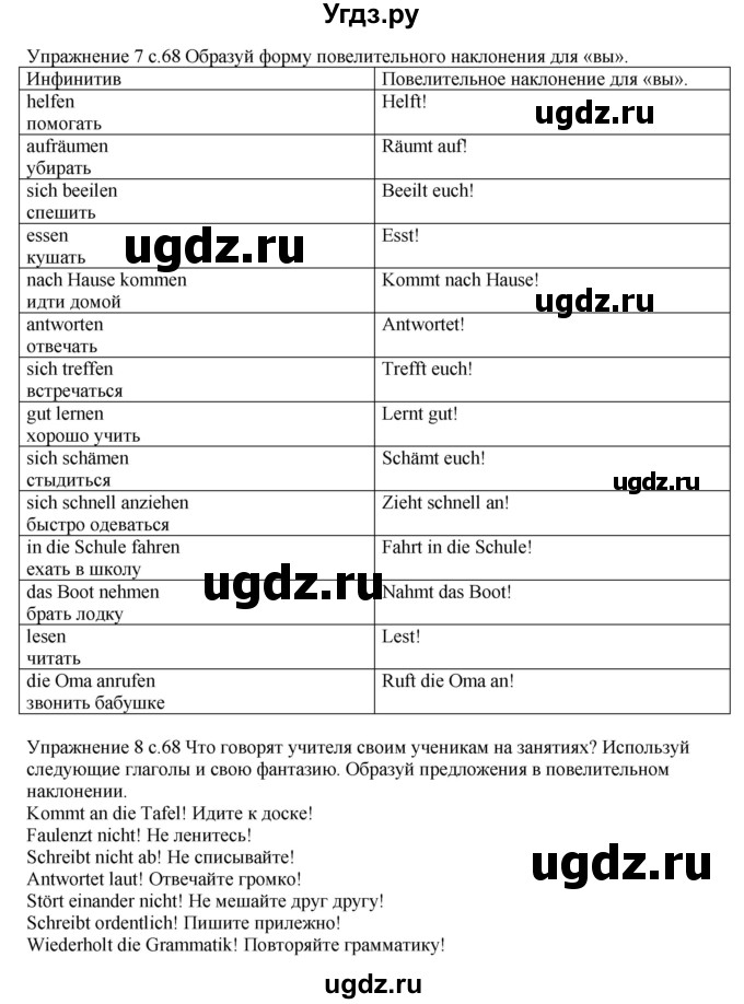 ГДЗ (Решебник к тетради Wunderkinder Plus) по немецкому языку 6 класс (wunderkinder рабочая тетрадь) Радченко О.А. / страница / 68