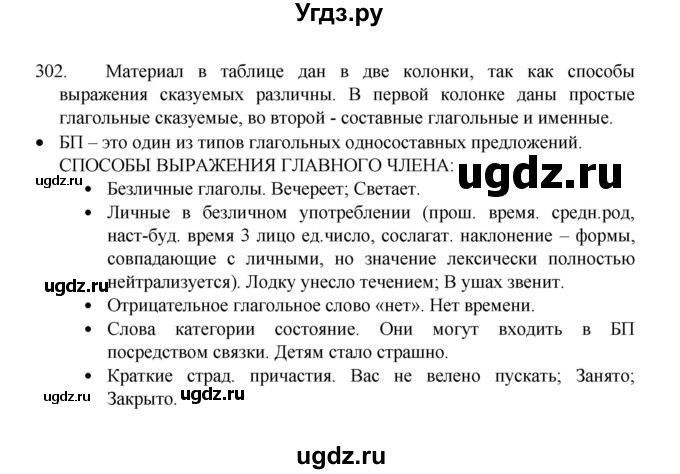 ГДЗ (Решебник 2022) по русскому языку 8 класс Рыбченкова Л.М. / упражнение / 302