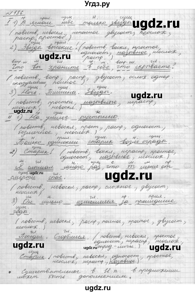 ГДЗ (Решебник 2015) по русскому языку 8 класс Рыбченкова Л.М. / упражнение / 186