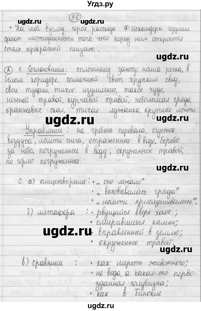 ГДЗ (Решебник 2015) по русскому языку 8 класс Рыбченкова Л.М. / упражнение / 58