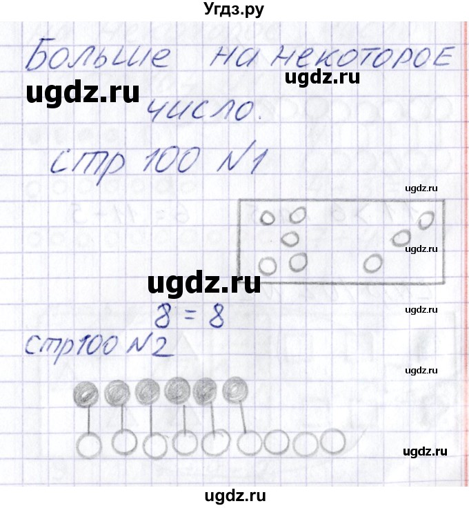 ГДЗ (Решебник) по математике 1 класс (тетрадь для самостоятельной работы) Захарова О.А. / тетрадь №2. страница / 100