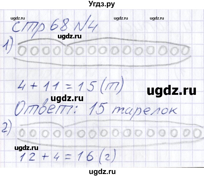 ГДЗ (Решебник) по математике 1 класс (тетрадь для самостоятельной работы) Захарова О.А. / тетрадь №2. страница / 68