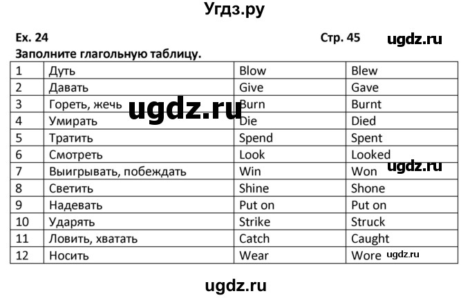 ГДЗ (Решебник) по английскому языку 7 класс (рабочая тетрадь новый курс (3-ий год обучения)) Афанасьева О.В. / часть 2. страница-№ / 45