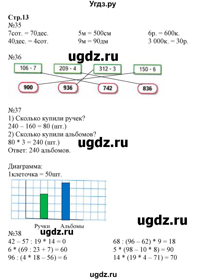 ГДЗ (Решебник №1 к тетради 2017) по математике 4 класс (рабочая тетрадь) Волкова С.И. / часть 1. страница / 13